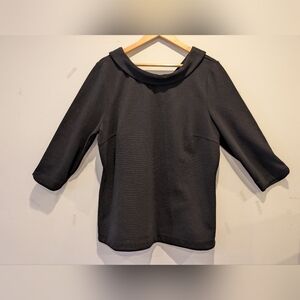 Boden Sarah Ottoman Boatneck Black Top Peter Pan Sz 16 Classic Minimalist Basic